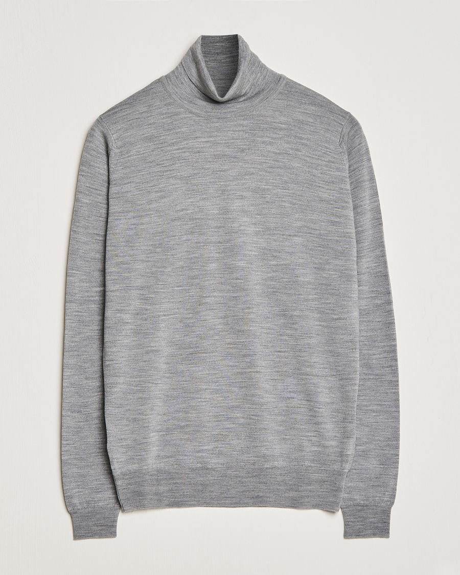 Herre | Gensere | John Smedley | Cherwell Extra Fine Merino Rollneck Silver