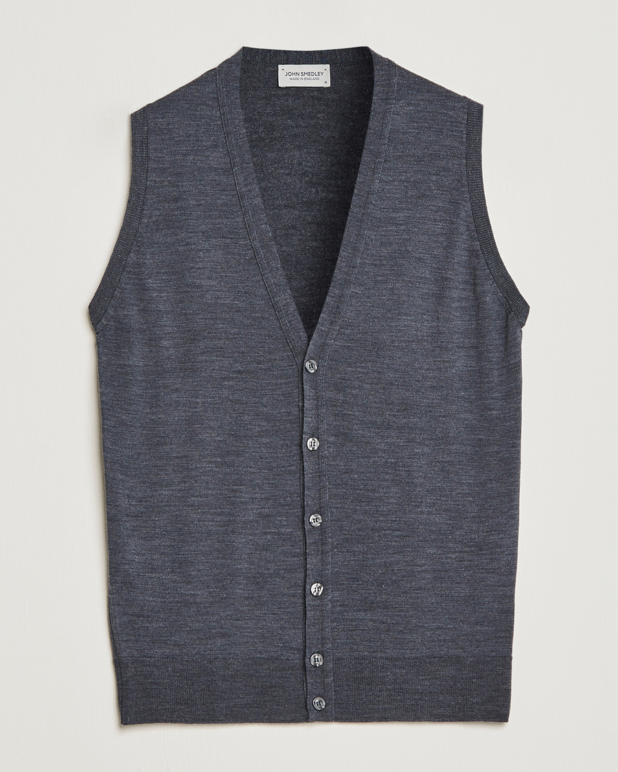 Herre | Gensere | John Smedley | Huntswood Slim Fit Waistcoat Charcoal