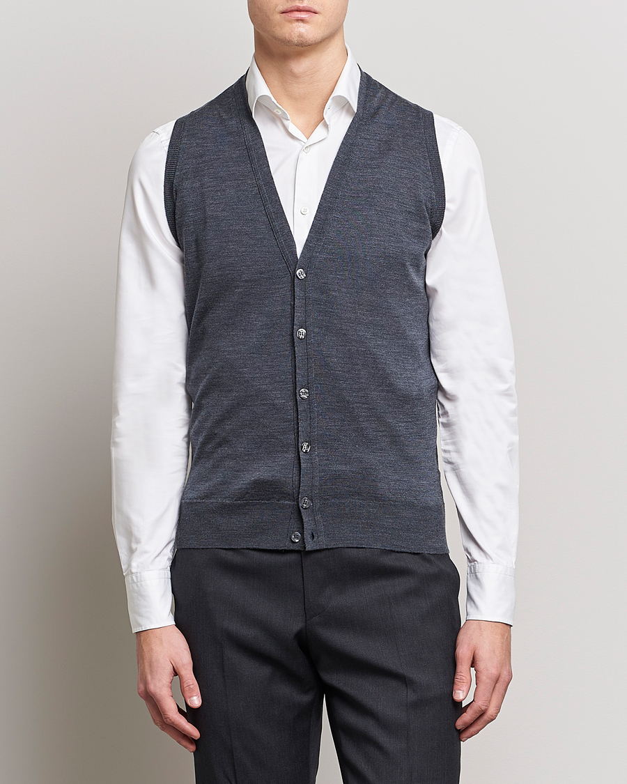 Herre | Wardrobe basics | John Smedley | Huntswood Slim Fit Waistcoat Charcoal