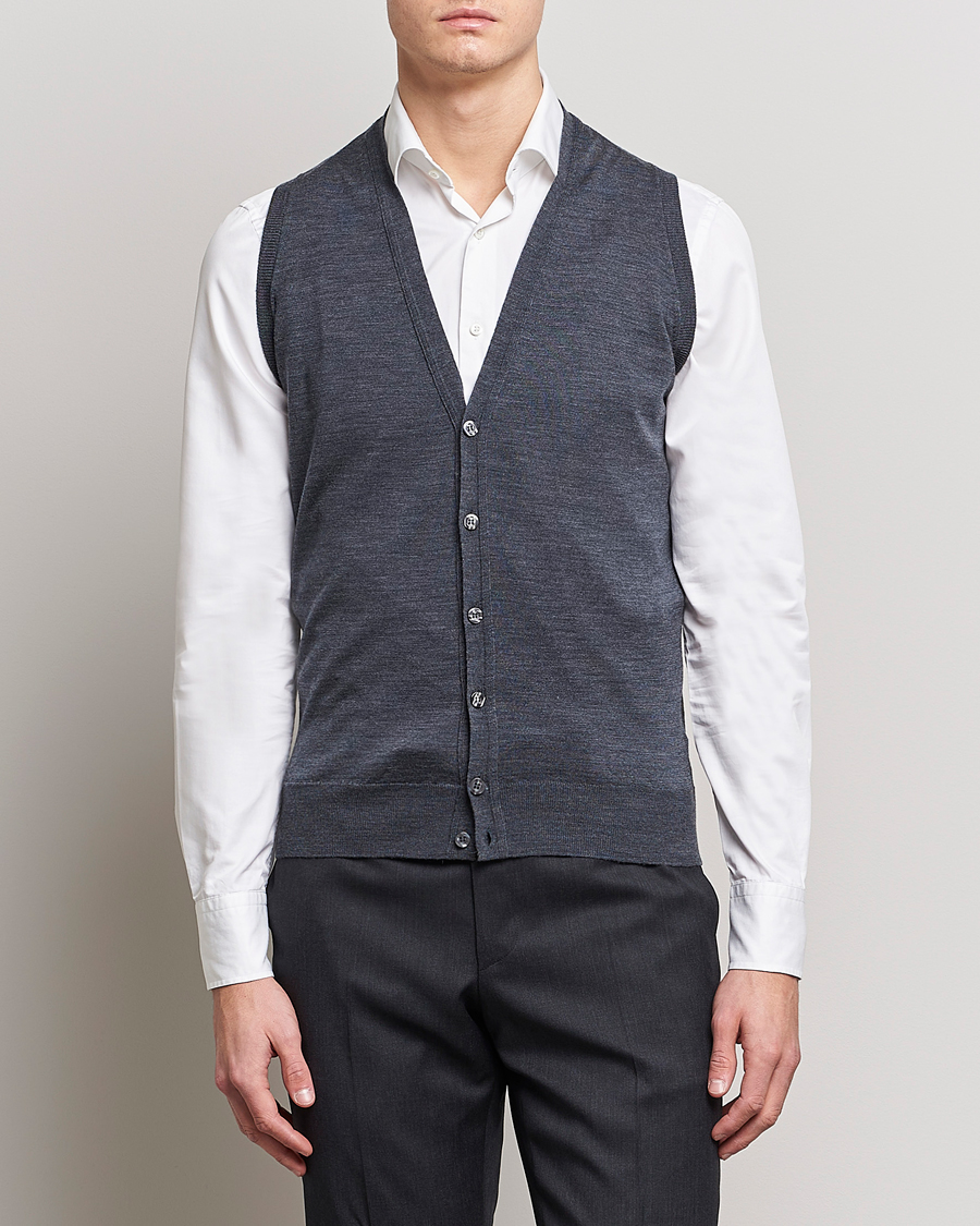 Herre | John Smedley | John Smedley | Huntswood Slim Fit Waistcoat Charcoal