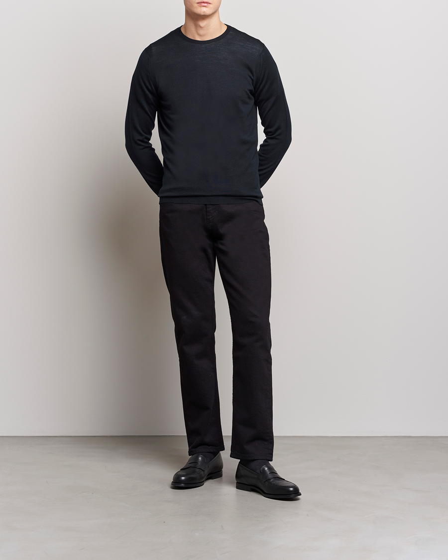 Herre | Gensere | John Smedley | Lundy Extra Fine Merino Crew Neck Black