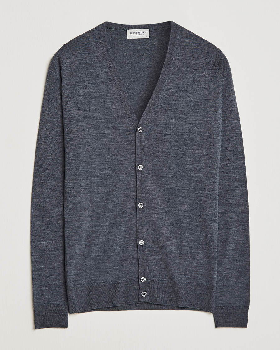 Herre | Gensere | John Smedley | Petworth Extra Fine Merino Cardigan Charcoal