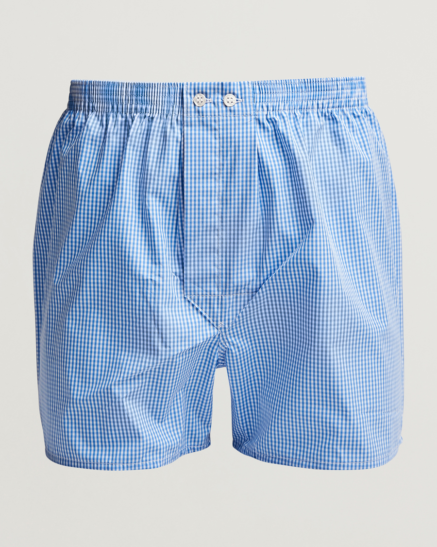 Herre | Undertøy | Derek Rose | Classic Fit Cotton Boxer Shorts Blue Gingham