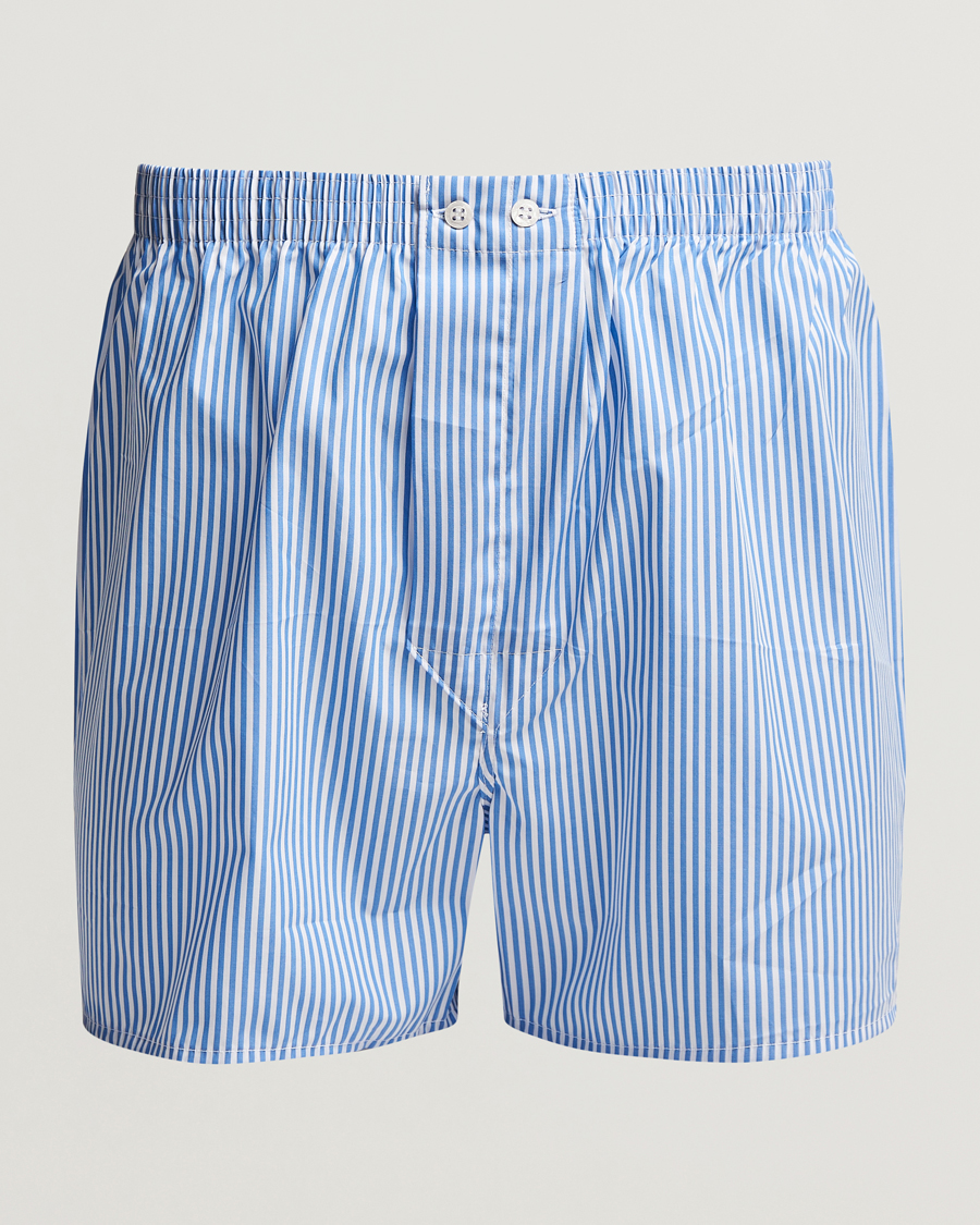 Herre |  | Derek Rose | Classic Fit Cotton Boxer Shorts Blue Stripe