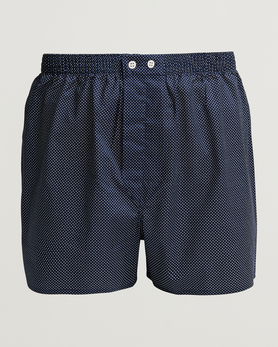 Herre | Undertøy | Derek Rose | Classic Fit Cotton Boxer Shorts Navy Polka Dot