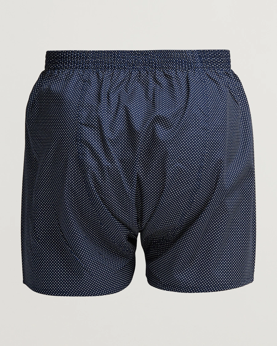 Herre |  | Derek Rose | Classic Fit Cotton Boxer Shorts Navy Polka Dot