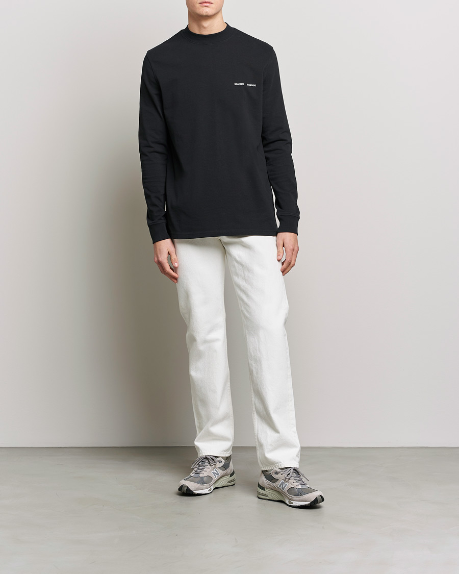 Herre | T-Shirts | Samsøe & Samsøe | Norsbro Long Sleeve Organic Cotton Tee Black