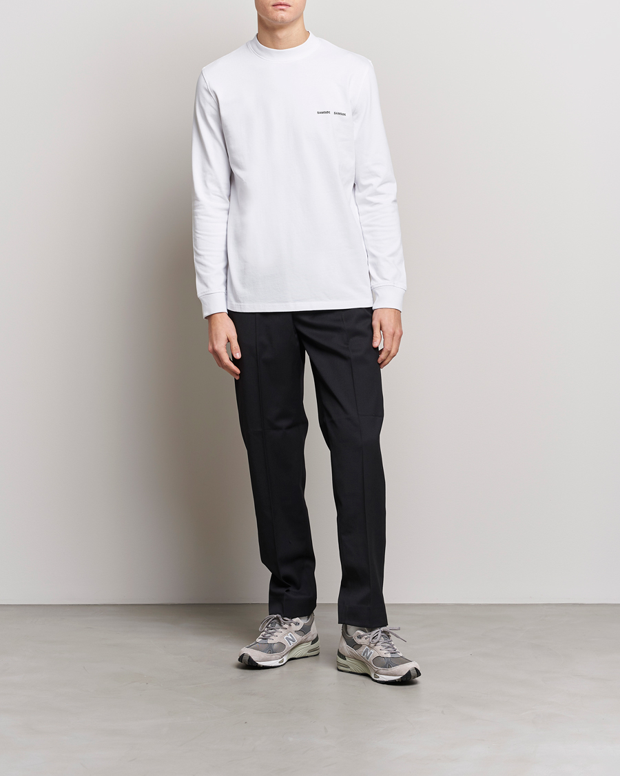 Herre | T-Shirts | Samsøe Samsøe | Samsøe & Samsøe Norsbro Long Sleeve Organic Cotton Tee White