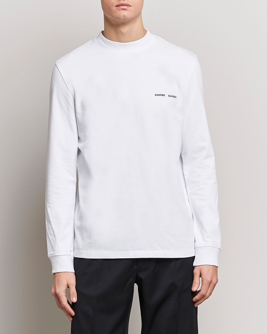Herre | T-Shirts | Samsøe Samsøe | Samsøe & Samsøe Norsbro Long Sleeve Organic Cotton Tee White