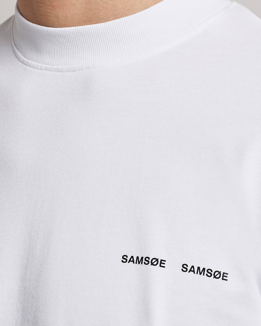 Herre | T-Shirts | Samsøe Samsøe | Samsøe & Samsøe Norsbro Long Sleeve Organic Cotton Tee White