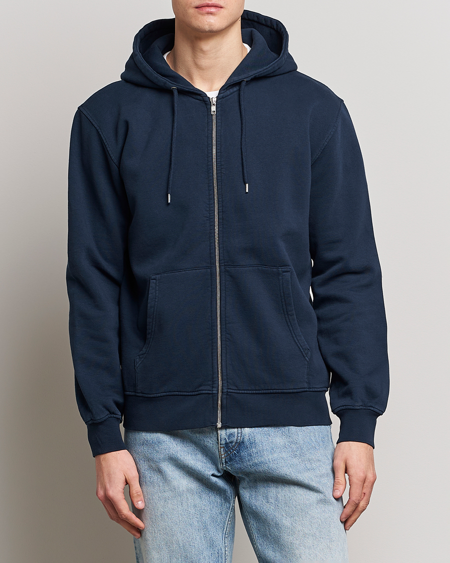 Herre | Gensere | Colorful Standard | Classic Organic Full Zip Hood Navy Blue