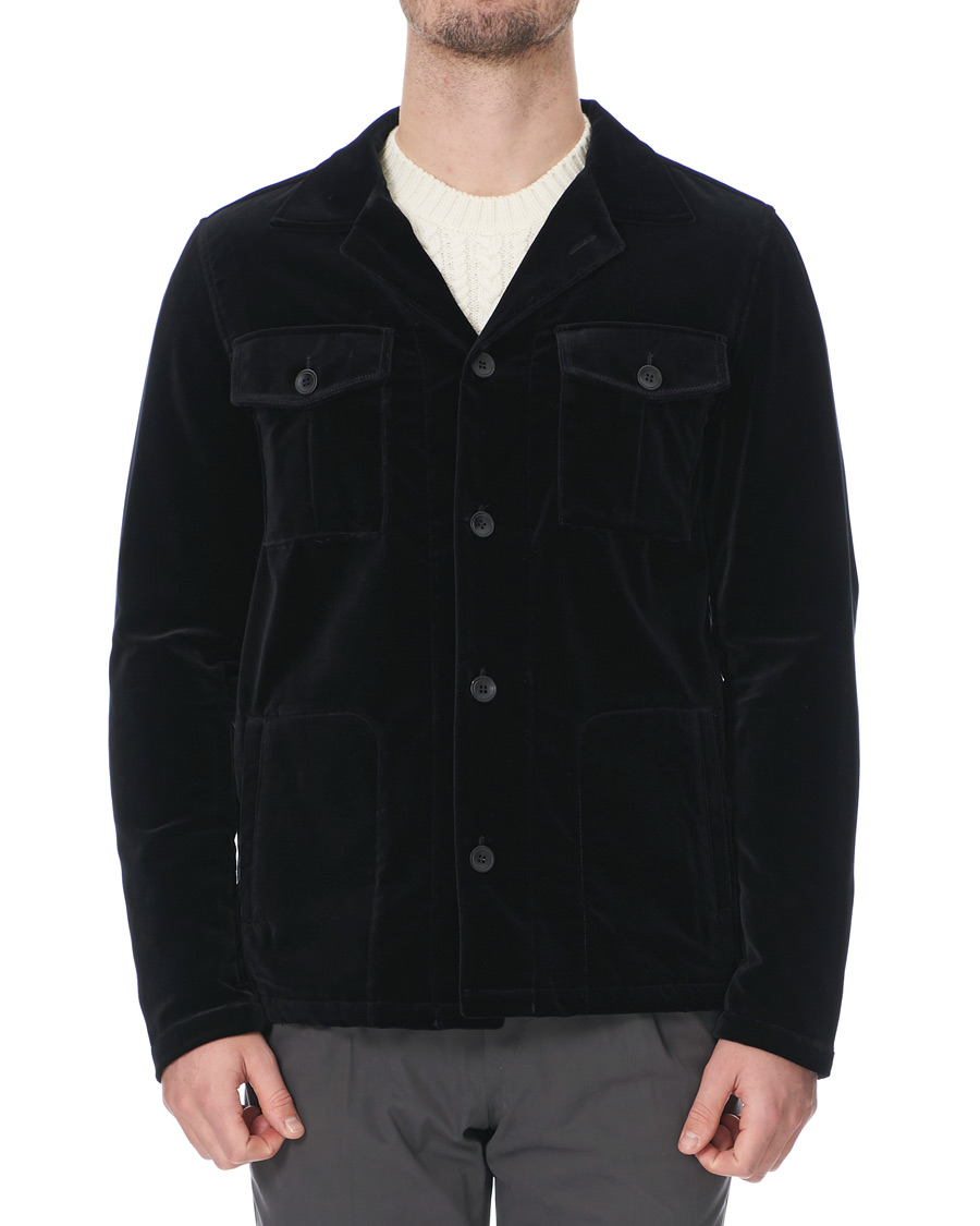 Herre | Skjorter | Oscar Jacobson | Holger Velvet Shirt Jacket Black