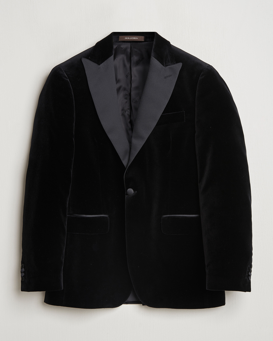 Herre | Dressjakker | Oscar Jacobson | Frampton Velvet Tuxedo Blazer Black