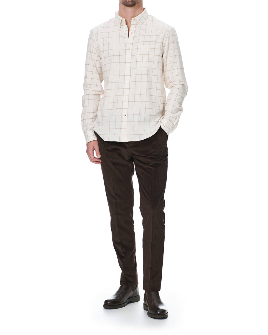 Herre | Skjorter | Club Monaco | Checked Button Down Flannel Shirt Ivory XXL