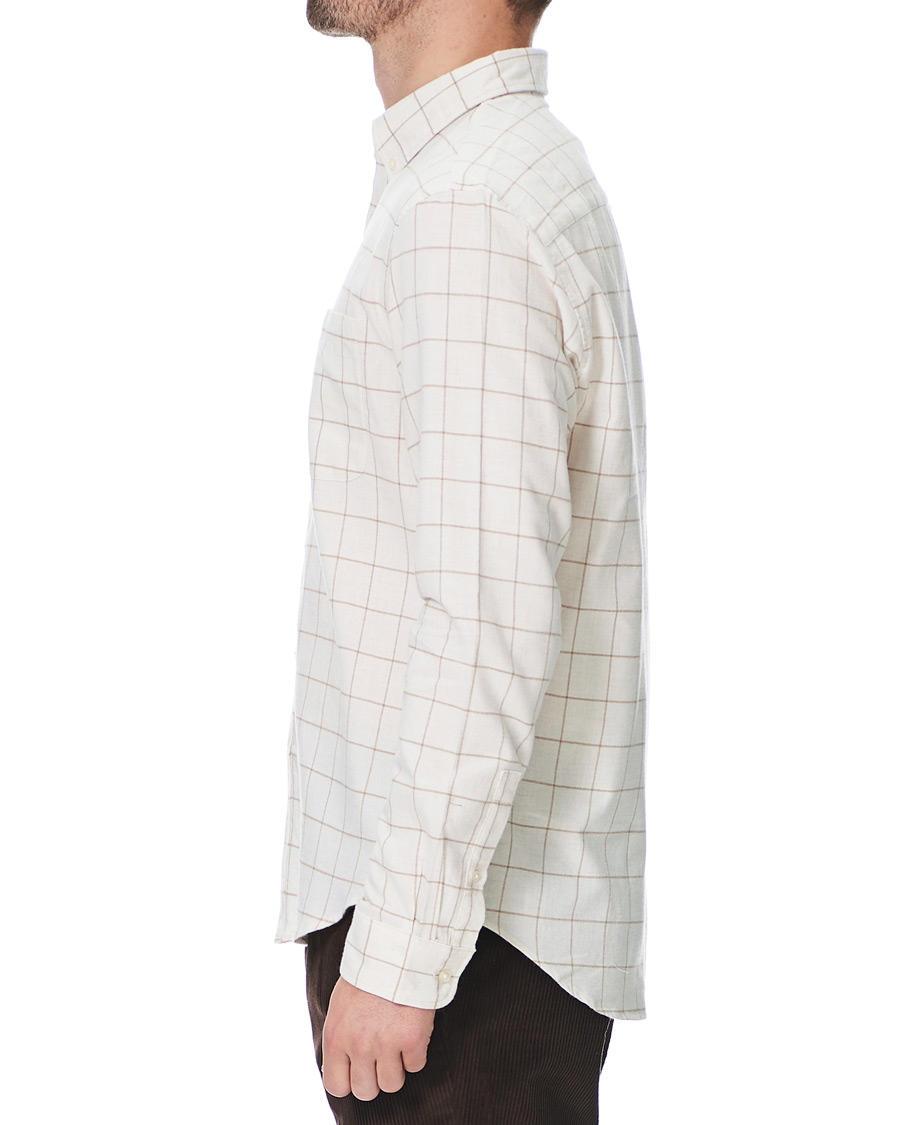 Herre | Skjorter | Club Monaco | Checked Button Down Flannel Shirt Ivory XXL
