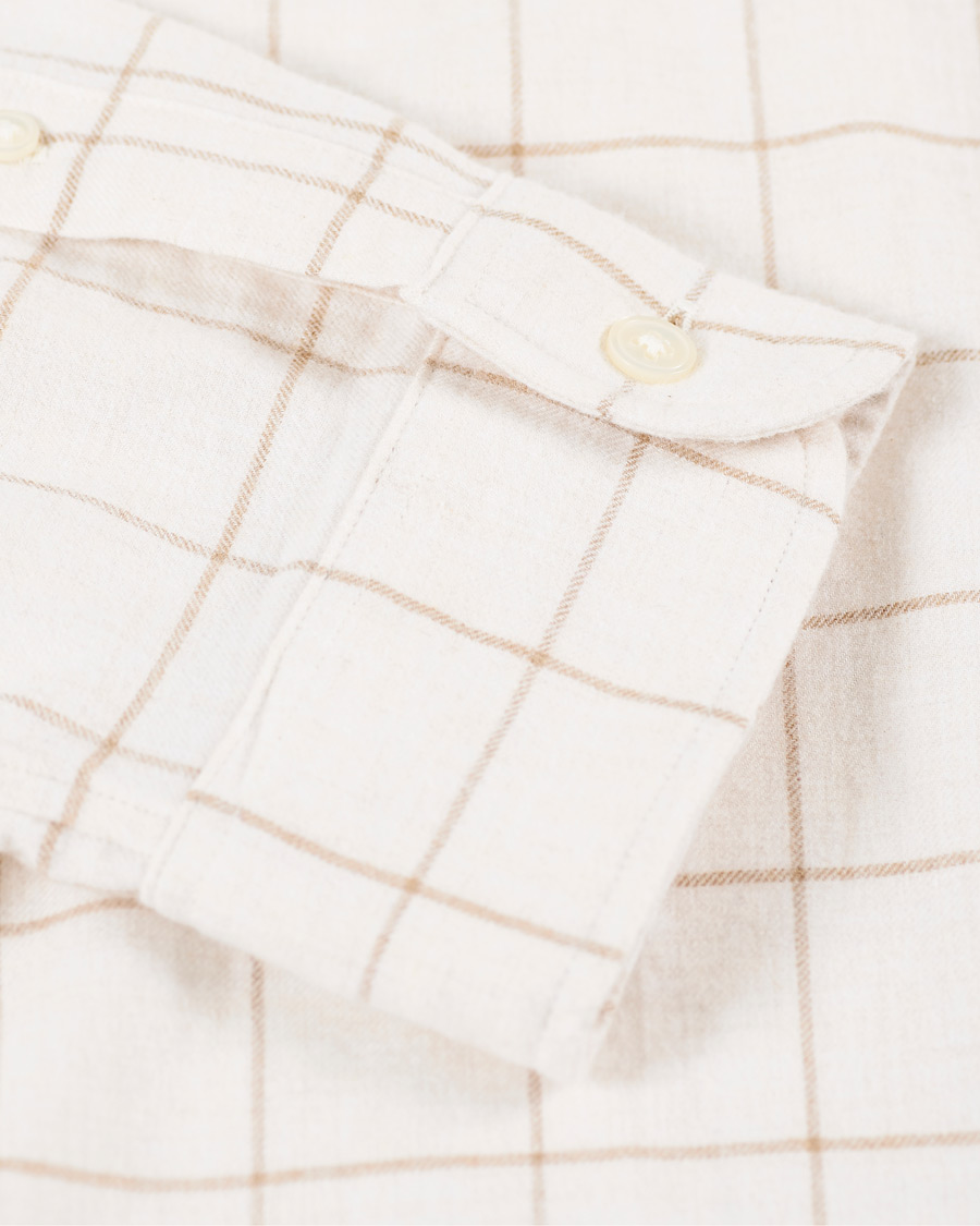 Herre | Skjorter | Club Monaco | Checked Button Down Flannel Shirt Ivory XXL