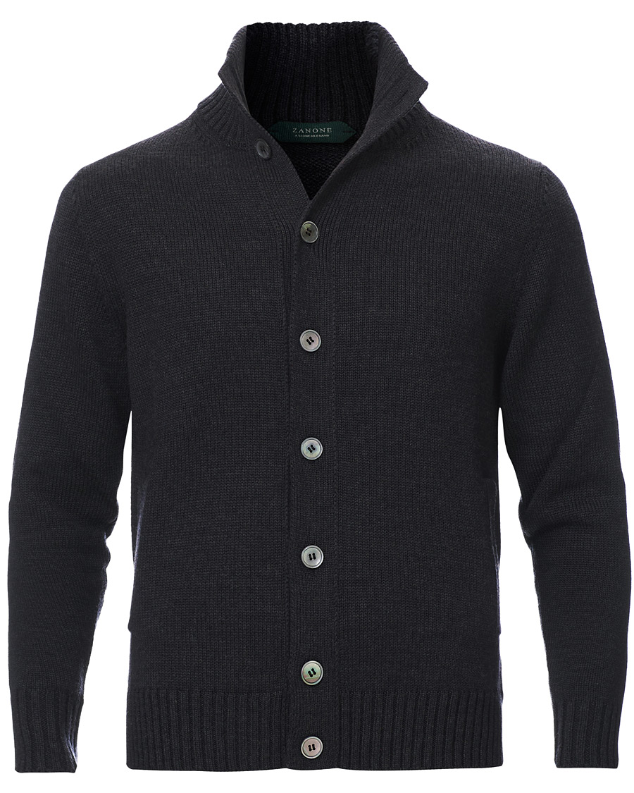 Herre | Gensere | Zanone | Virgin Merino Wool Chioto Cardigan Charcoal