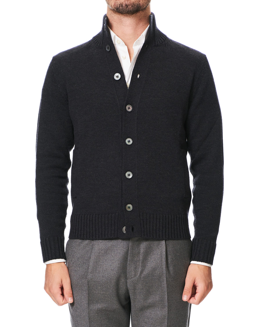 Herre | Gensere | Zanone | Virgin Merino Wool Chioto Cardigan Charcoal