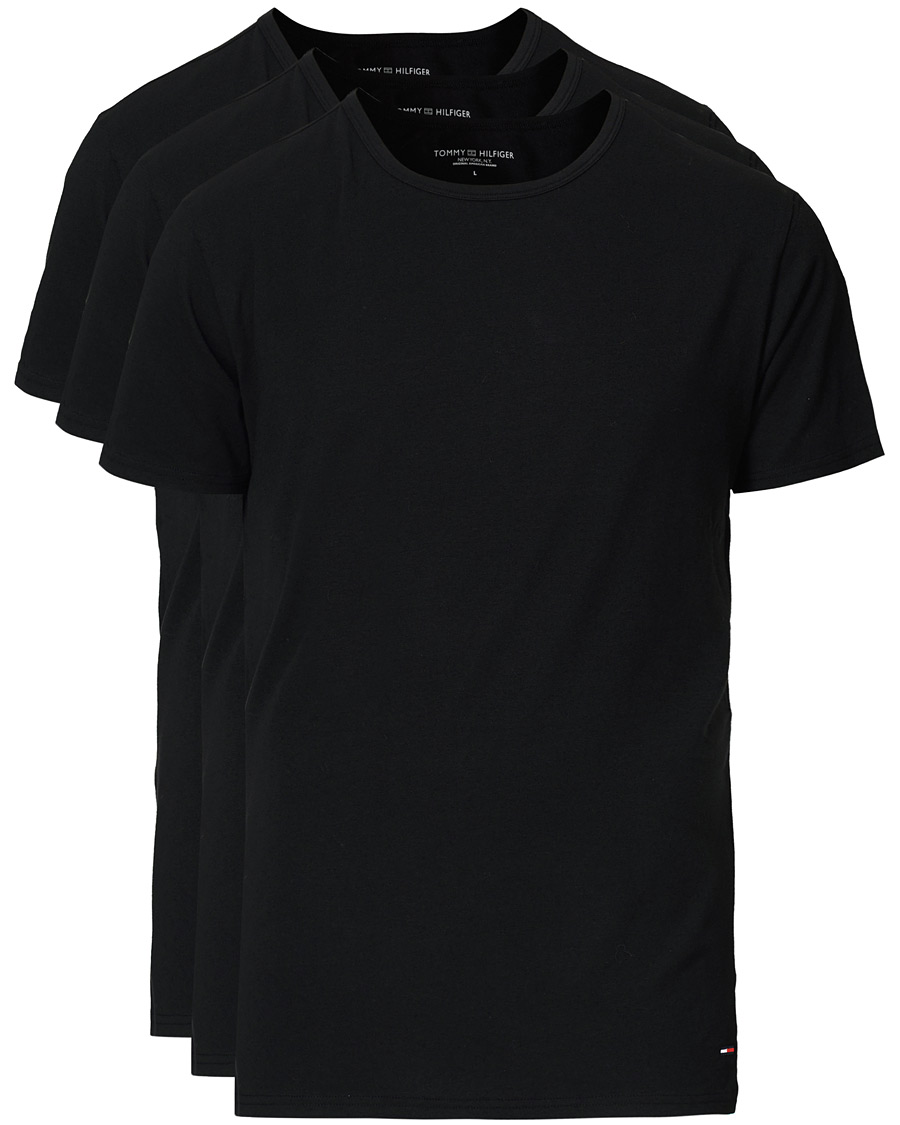 Herre | T-Shirts | Tommy Hilfiger | 3-Pack Cotton Strech Crew Neck Tee Black
