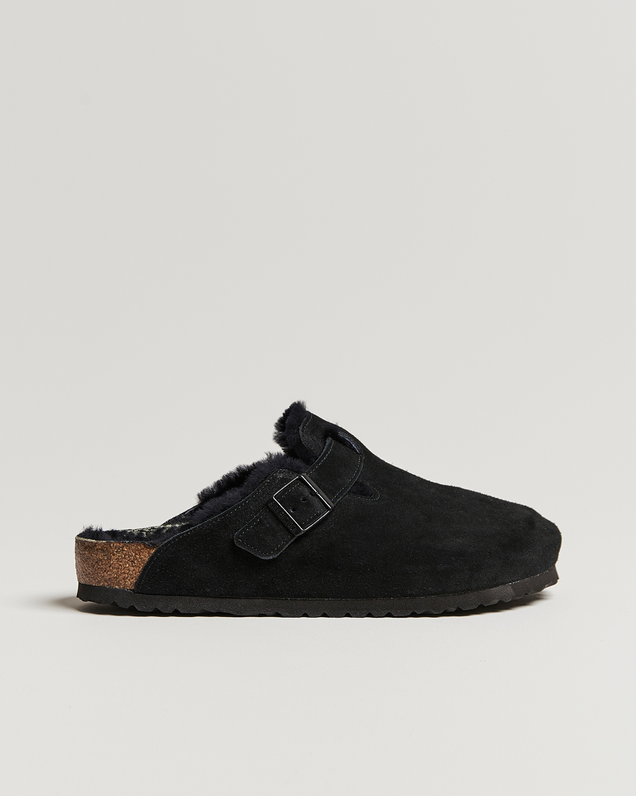 Herre | Sandaler og tøfler | BIRKENSTOCK | Boston Shearling Black Suede