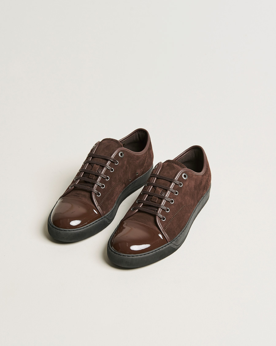 Herre |  | Lanvin | Patent Cap Toe Sneaker Dark Brown