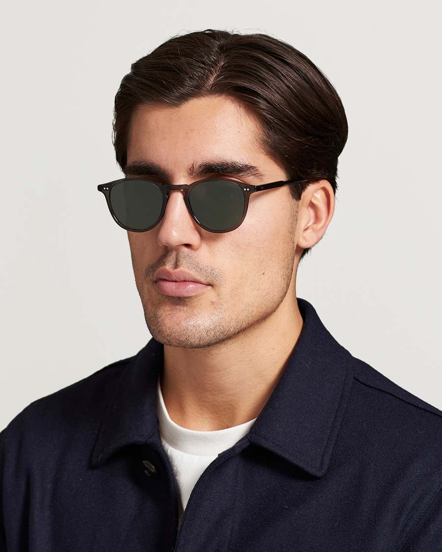 Herre | Runde solbriller | Garrett Leight | Hampton 46 Sunglasses Black Glass