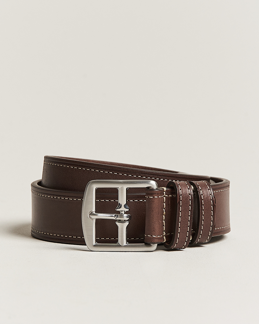 Herre |  | Anderson's | Bridle Stiched 3,5 cm Leather Belt Brown