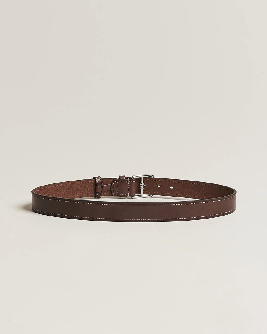 Herre | Bryllupsdress | Anderson's | Bridle Stiched 3,5 cm Leather Belt Brown