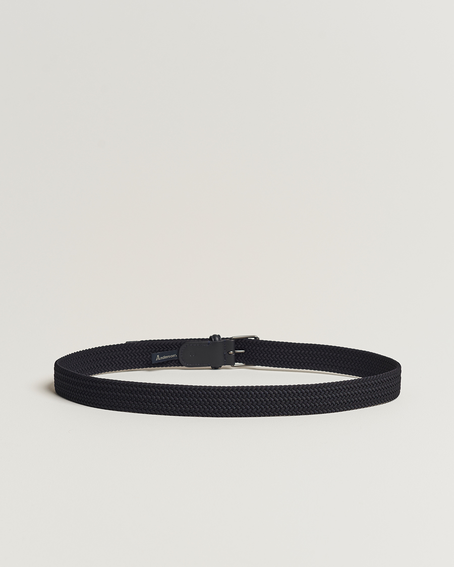 Herre | Assesoarer | Anderson's | Elastic Woven 3 cm Belt Navy