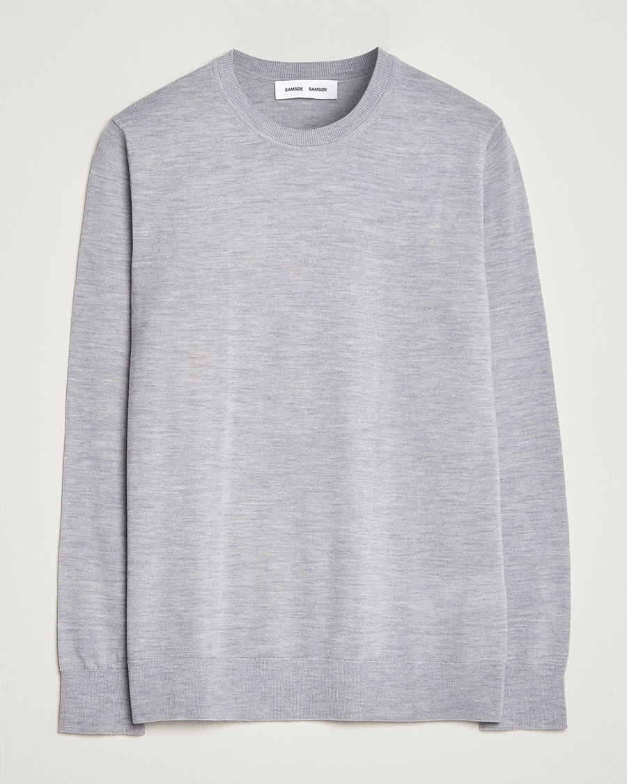 Herre | Gensere | Samsøe Samsøe | Flemming Superfine Merino Wool Crew Neck Grey Melange