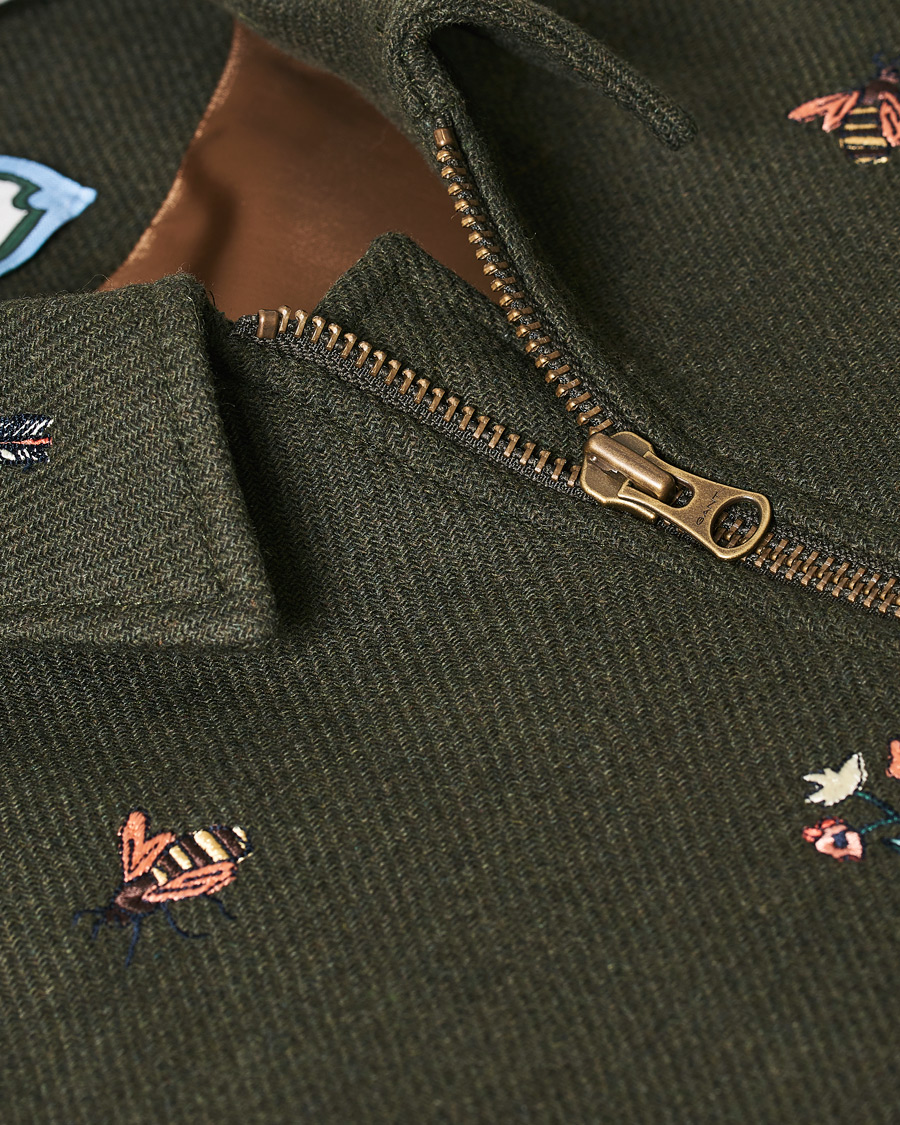 Herre | Jakker | GANT | Luke Edward Hall Emrodery Zip Jacket Tartan Green