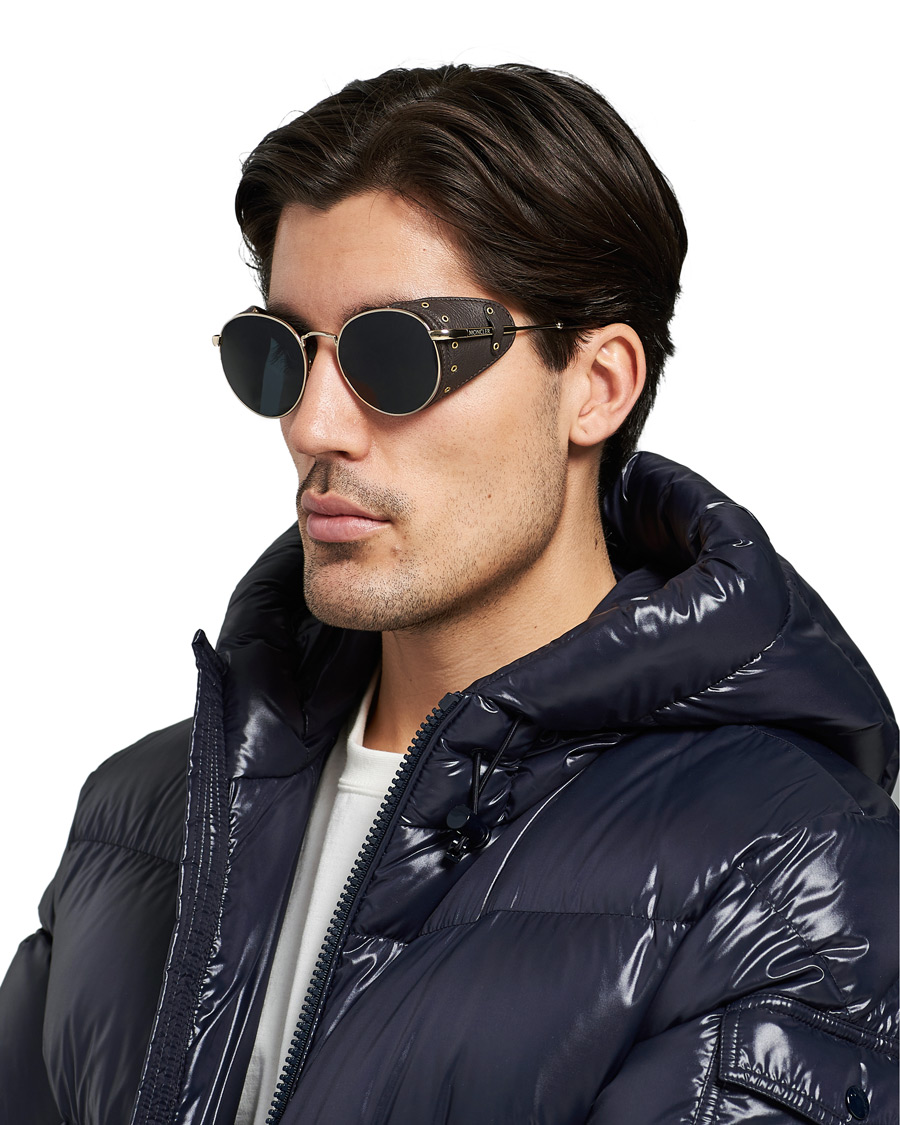 Herre | Moncler Lunettes Blazon Polarized Sunglasses Gold/Brown | Moncler Lunettes | Blazon Polarized Sunglasses Gold/Brown