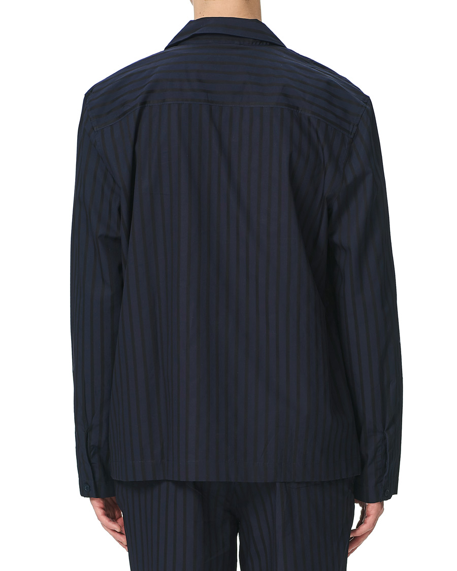Herre | Pyjamaser og badekåper | Sunspel | Pyama Shirt Navy Dobby Stripe