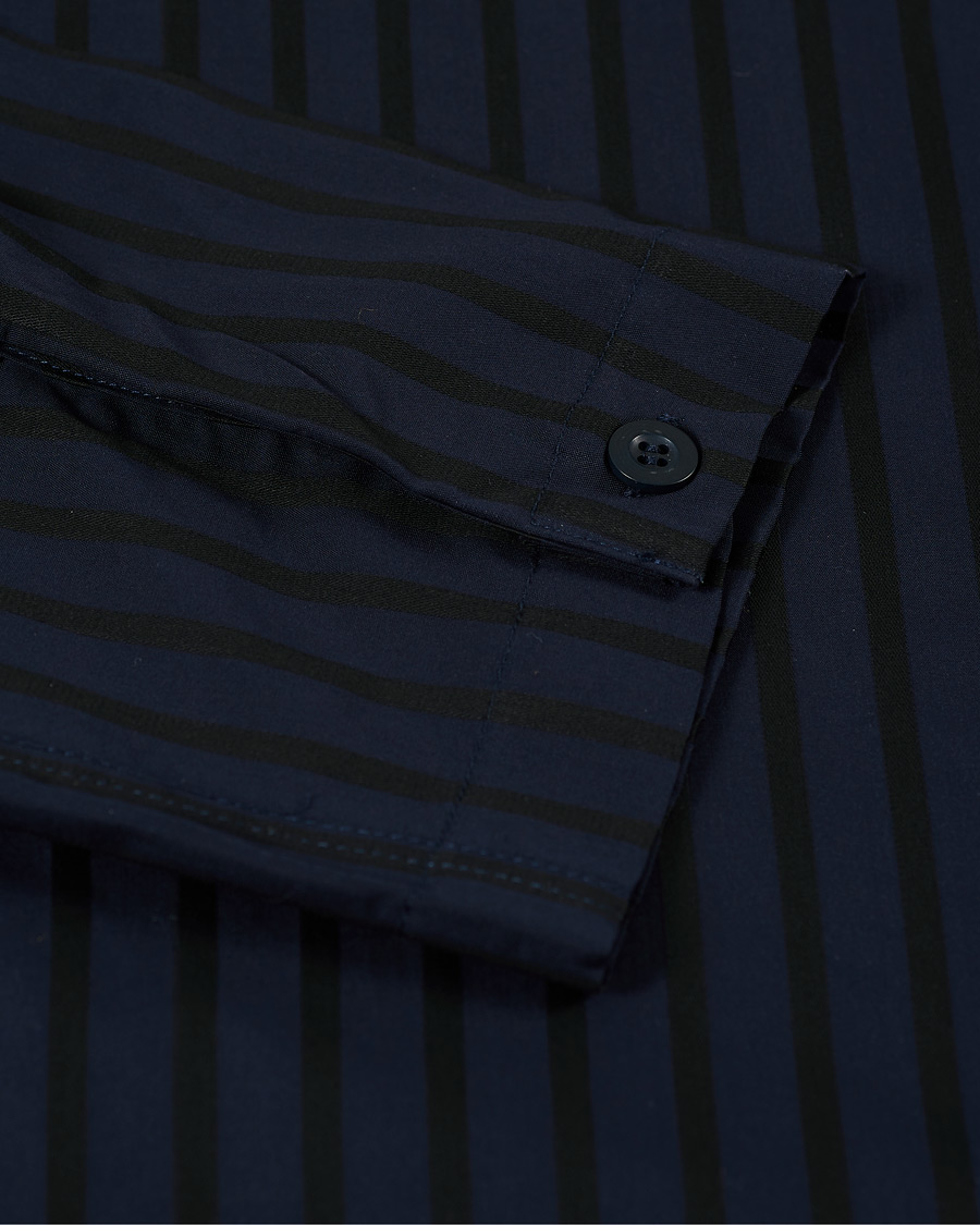 Herre | Pyjamaser og badekåper | Sunspel | Pyama Shirt Navy Dobby Stripe