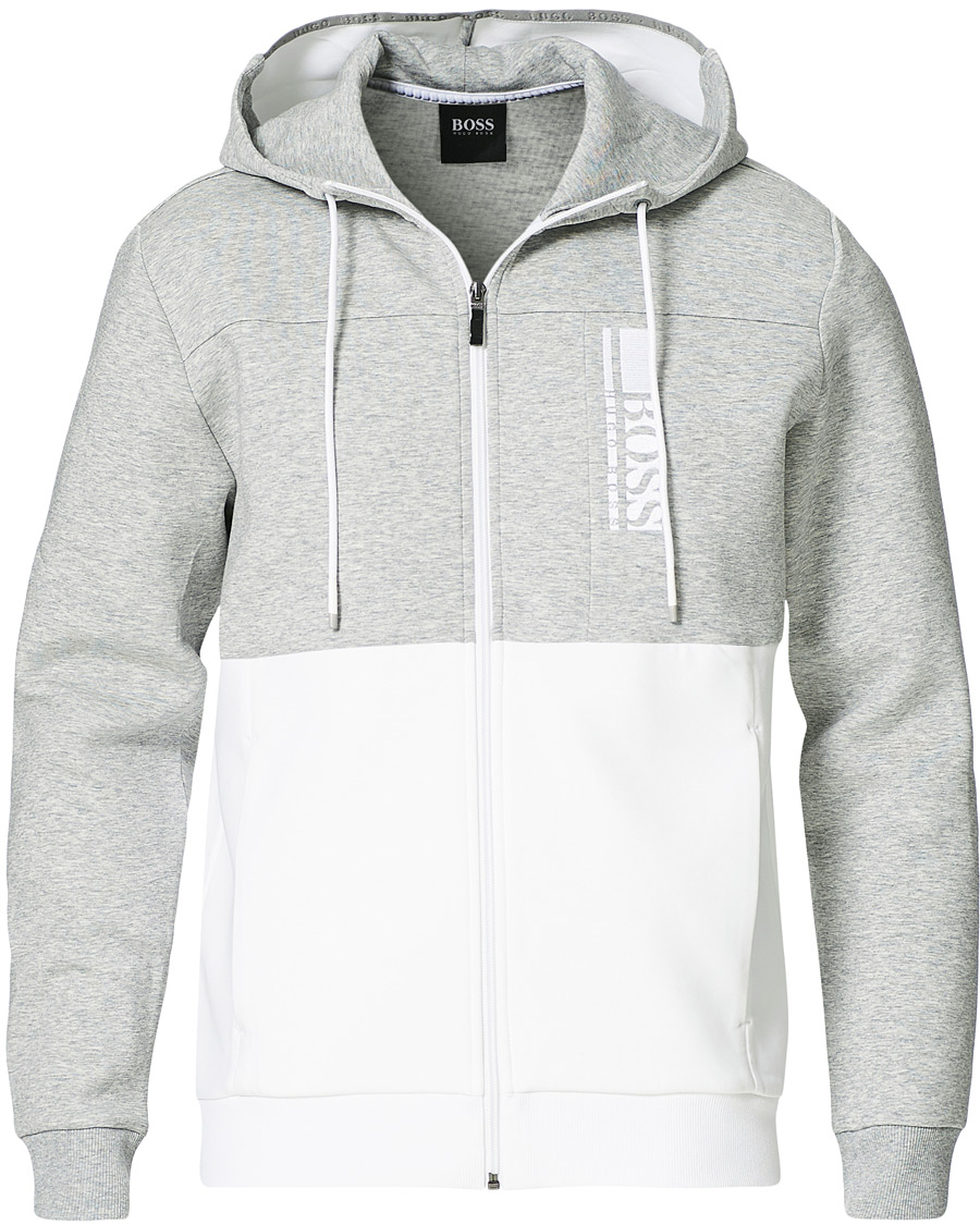 Herre | Gensere | BOSS GREEN | BOSS Athleisure Saggy Full Zip Hoodie Grey/White