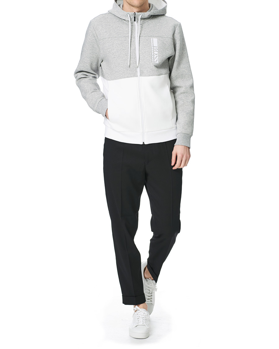 Herre | Gensere | BOSS GREEN | BOSS Athleisure Saggy Full Zip Hoodie Grey/White
