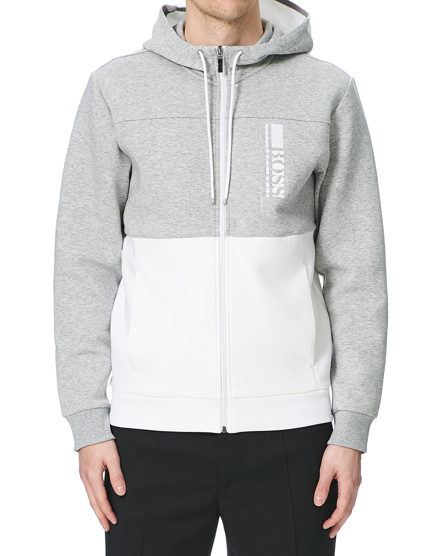 Herre | Gensere | BOSS GREEN | BOSS Athleisure Saggy Full Zip Hoodie Grey/White