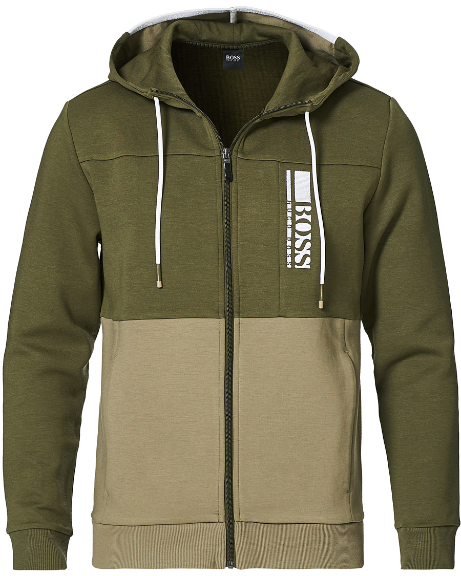 Herre | Gensere | BOSS GREEN | BOSS Athleisure Saggy Full Zip Hoodie Dark Green