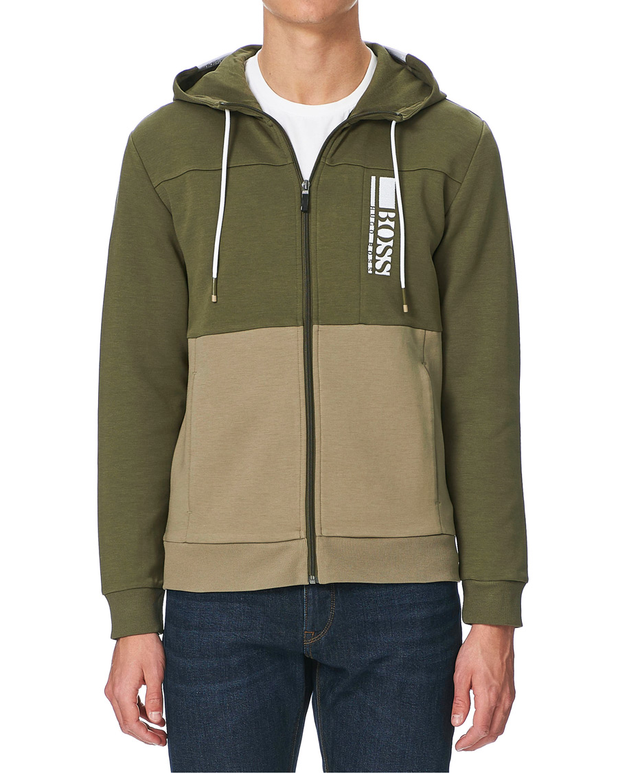 Herre | Gensere | BOSS GREEN | BOSS Athleisure Saggy Full Zip Hoodie Dark Green
