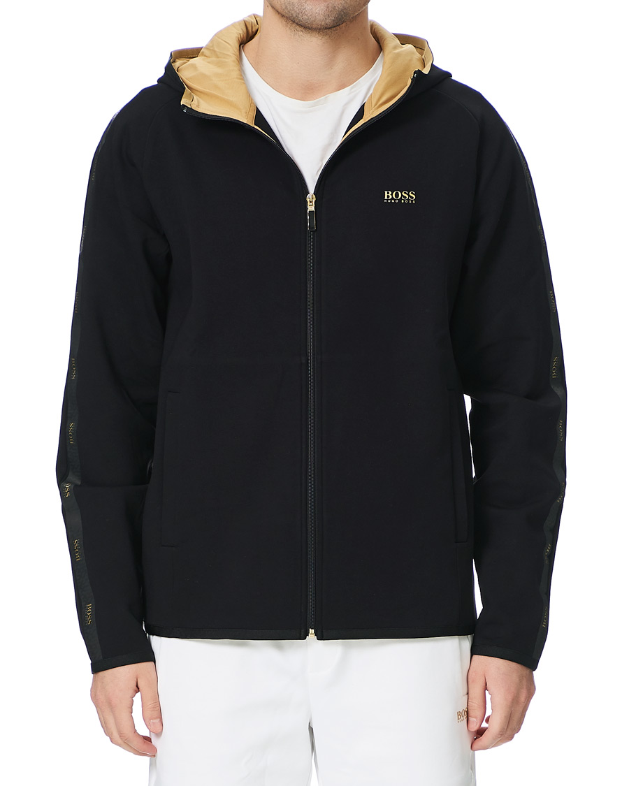 Herre | Gensere | BOSS GREEN | BOSS Athleisure Saggy Taped Full Zip Hoodie Black