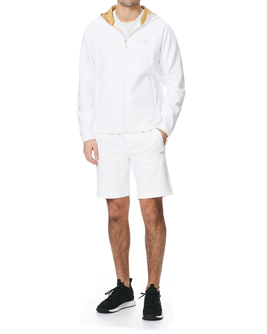 Herre | Gensere | BOSS GREEN | BOSS Athleisure Saggy Taped Full Zip Hoodie White