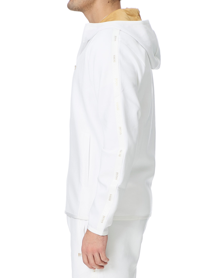 Herre | Gensere | BOSS GREEN | BOSS Athleisure Saggy Taped Full Zip Hoodie White