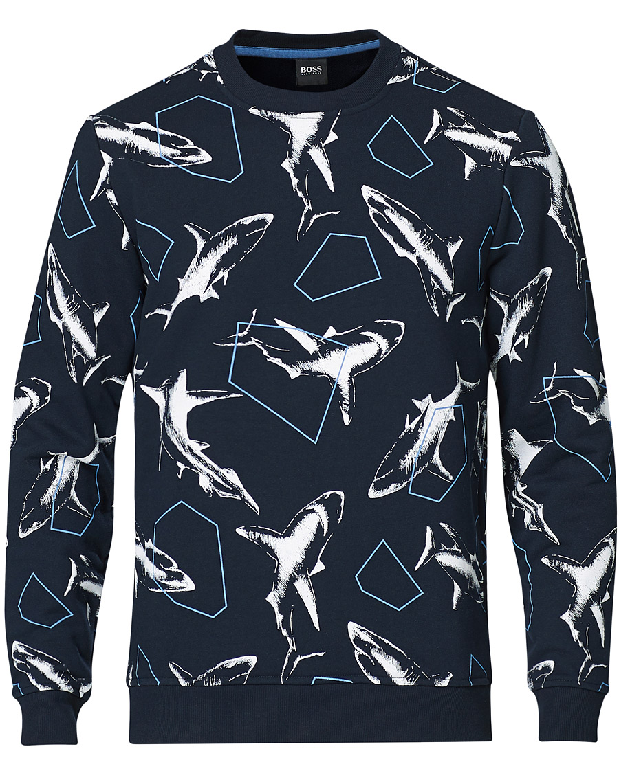 Herre | Gensere | BOSS ORANGE | BOSS Casual WeBite Printed Shark Sweatshirt Dark Blue