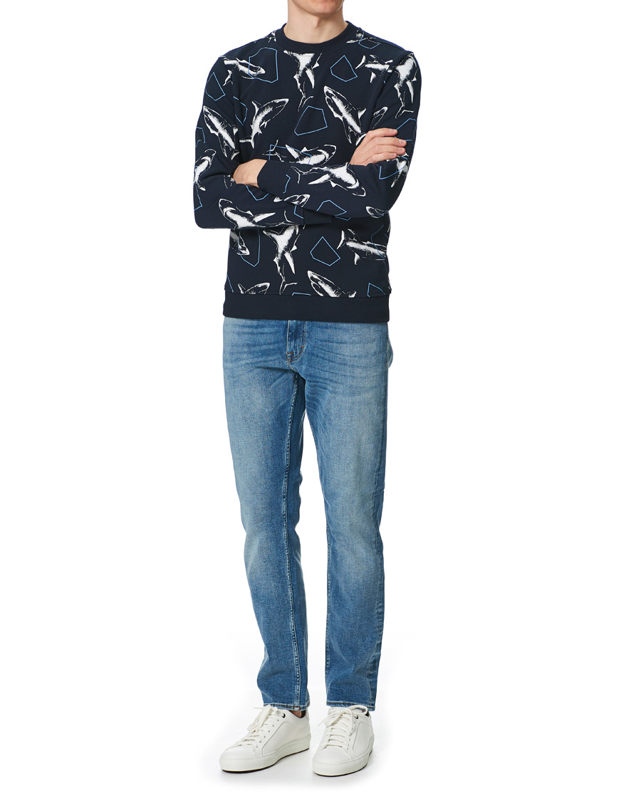 Herre | Gensere | BOSS ORANGE | BOSS Casual WeBite Printed Shark Sweatshirt Dark Blue