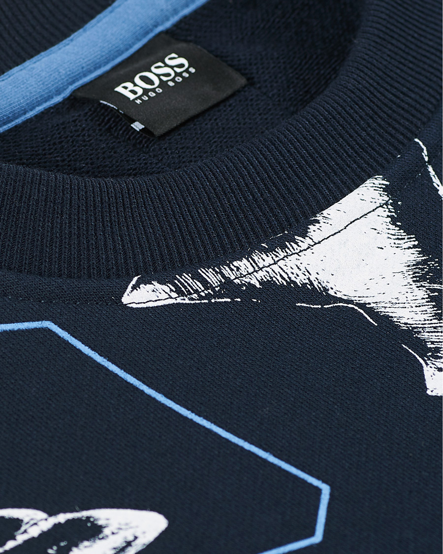 Herre | Gensere | BOSS ORANGE | BOSS Casual WeBite Printed Shark Sweatshirt Dark Blue