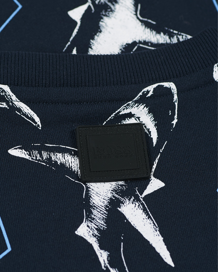Herre | Gensere | BOSS ORANGE | BOSS Casual WeBite Printed Shark Sweatshirt Dark Blue
