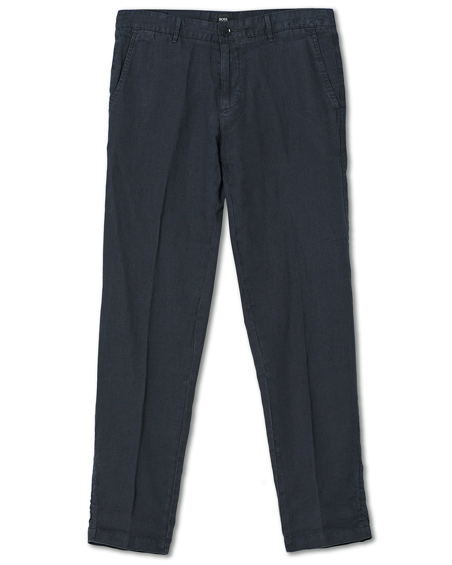 Herre | Bukser | BOSS BLACK | BOSS Crigan Linen Pants Dark Blue