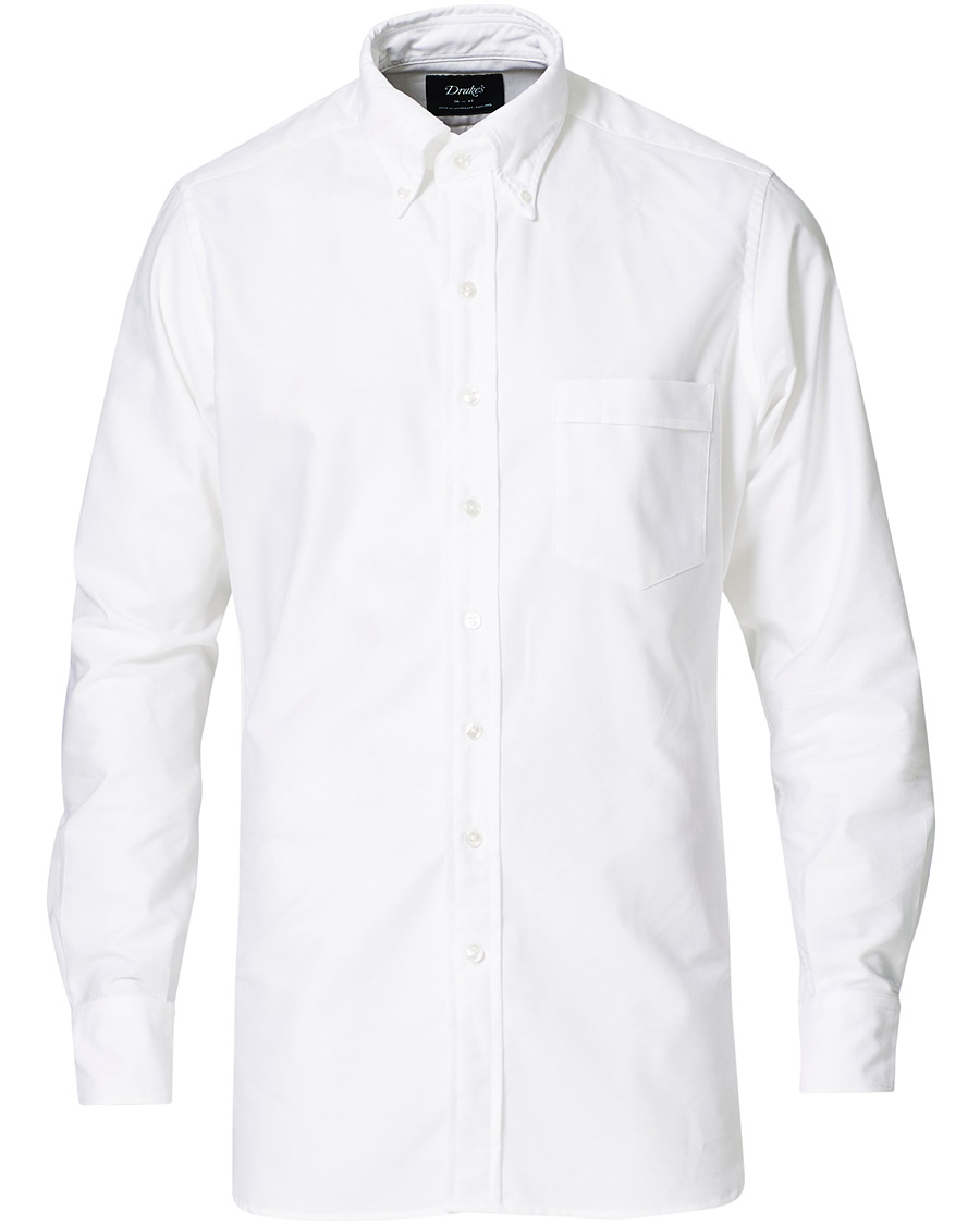 Herre | Skjorter | Drake's | Oxford Button Down Shirt White