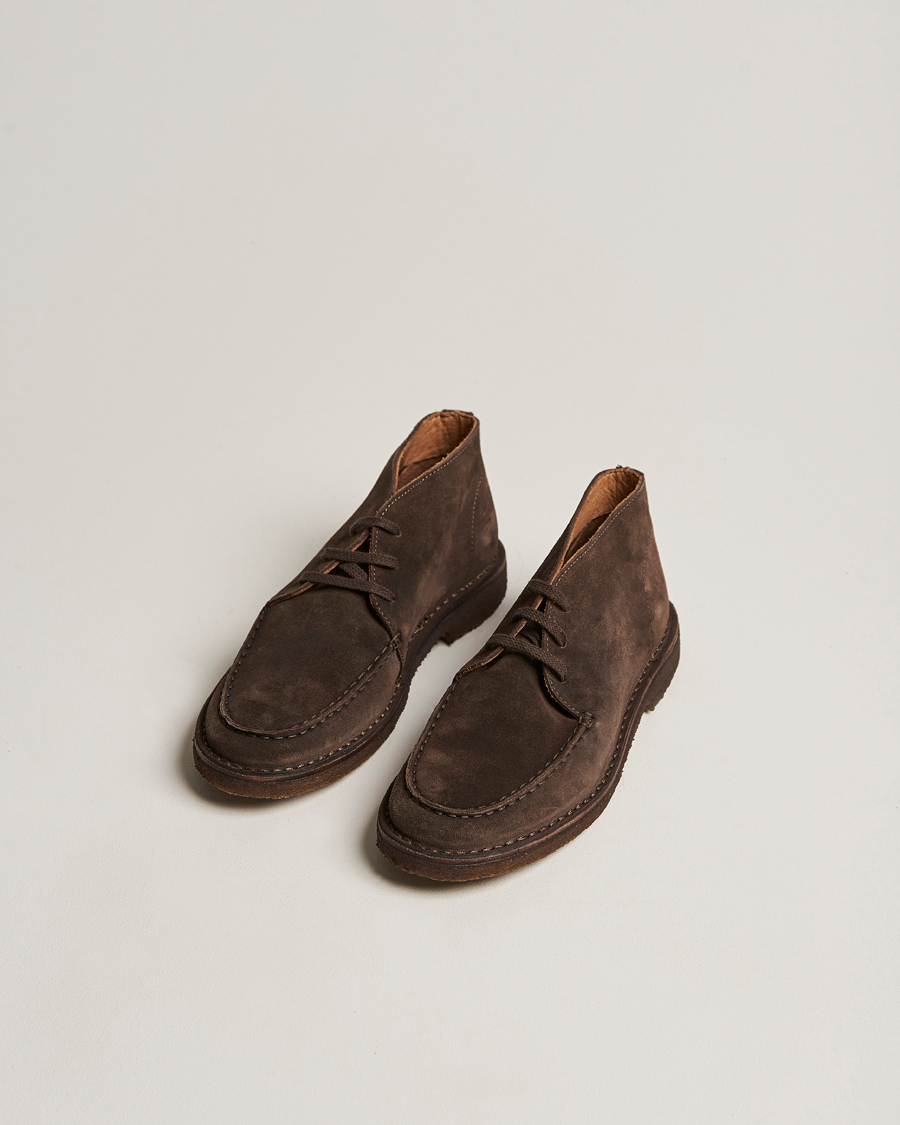 Herre | Best of British | Drake's | Crosby Moc-Toe Suede Chukka Boots Dark Brown