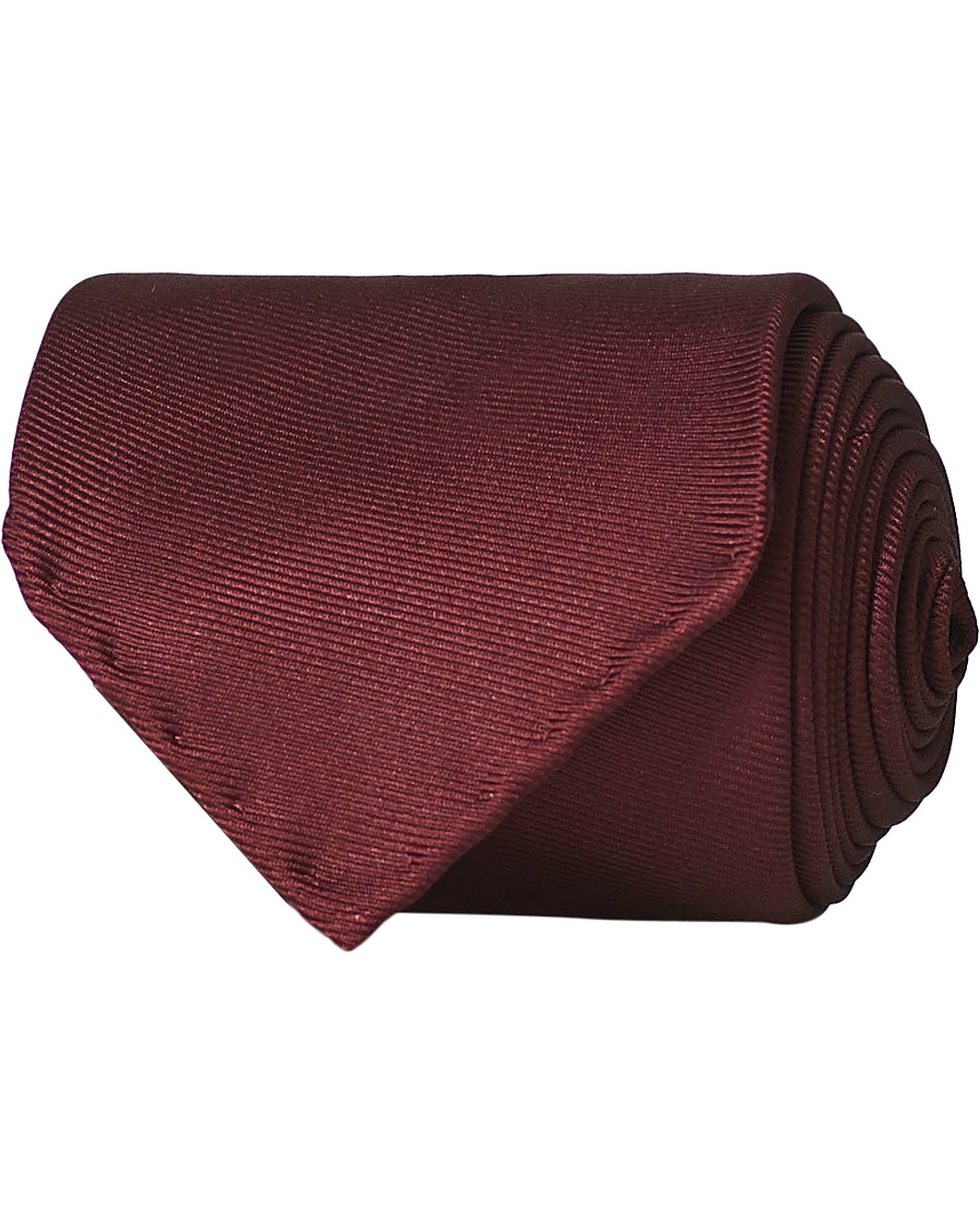 Herre |  | Drake's | Handrolled Woven Silk 8 cm Tie Burgundy